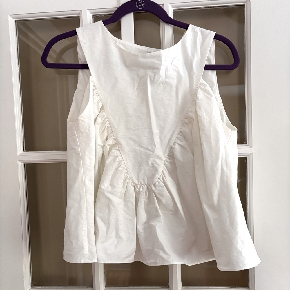 White shirred tank top
